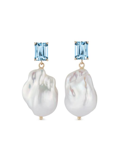 Mateo White 14Kt Gelbgoldohrringe Mit Perlen Und Topas