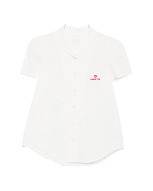 ShuShu/Tong White Logo-Embroidered Short-Sleeve Shirt