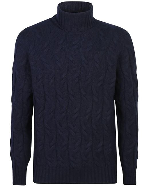 Drumohr Blue Cashmere Sweater for men
