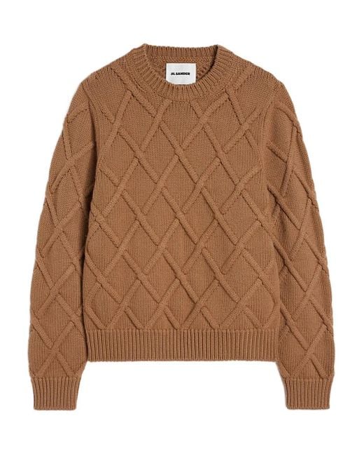 Jil Sander Brown Chunky-Knit Sweater