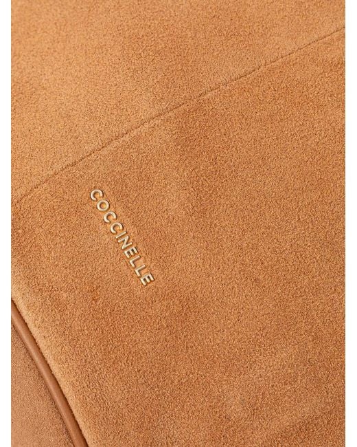 Coccinelle Brown Chain-Link Brushed-Leather Shoulder Bag