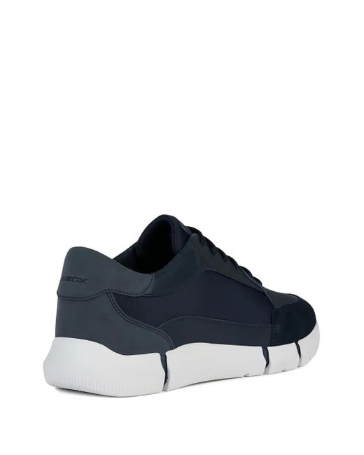 Geox Blue U Adacter A Leather Suede Panel Trainers for men
