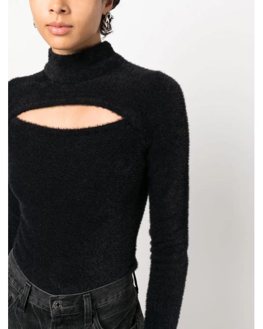 Isabel Marant Black Mayers Faux-Fur Cut-Out Jumper
