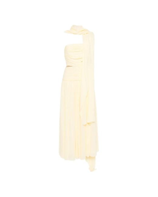 Self-Portrait White Georgette Strapless Maxi Dress