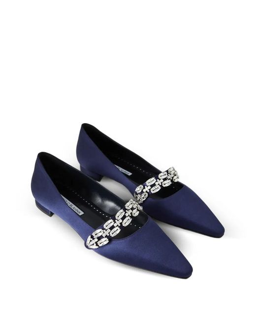 Manolo Blahnik Blue Tamolflat Point-Toe Pumps