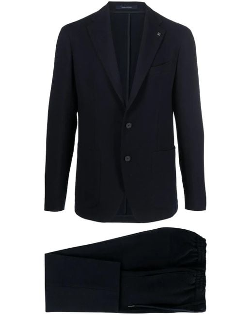 Tagliatore Blue Single-Breasted Textured Suit for men