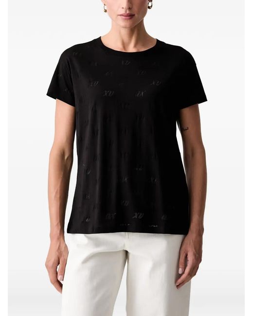 ARMANI EXCHANGE Black Devoré-Effect T-Shirt