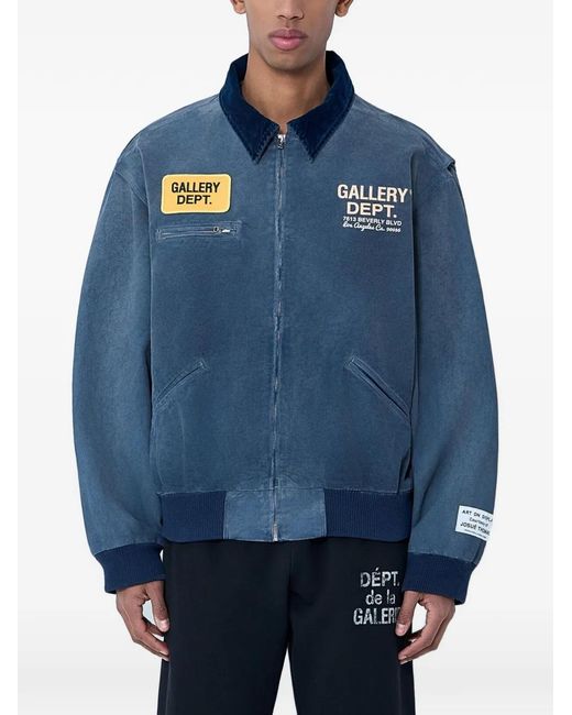 GALLERY DEPT. Blue Embroidered-Patch Zip Bomber Jacket for men