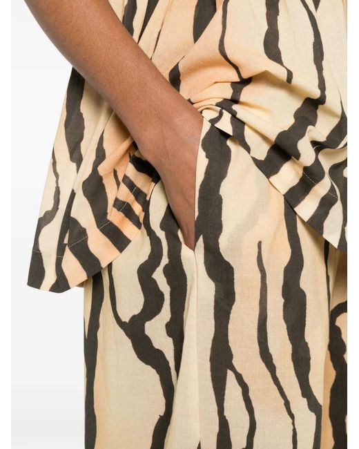 Nanushka White Zoela Tiger-Print Wide-Leg Trousers