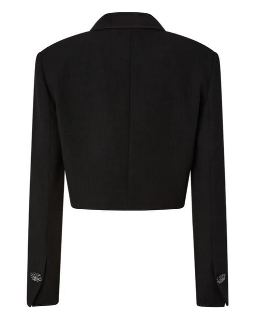 Pinko Black Cropped Jacket With Satin Details