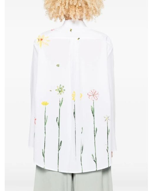 Whyci White Floral-Print Shirt