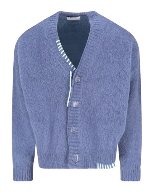 Bonsai Blue Button Mohair Cardigan for men