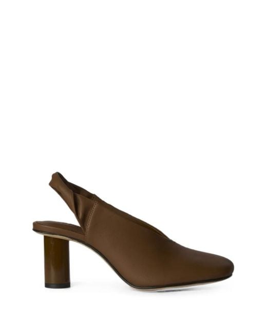 JVAM Brown Slingback Square-Toe Pumps