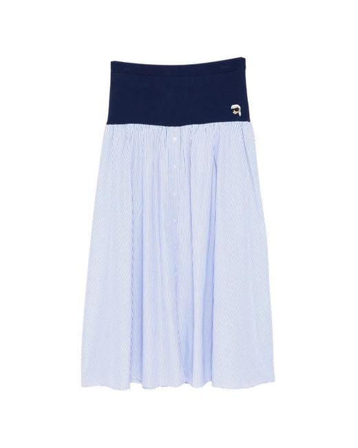 Karl Lagerfeld Blue Ikon Striped Poplin Skirt