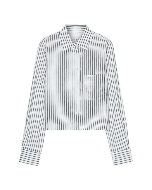 Closed White Striped Crop-Shirt