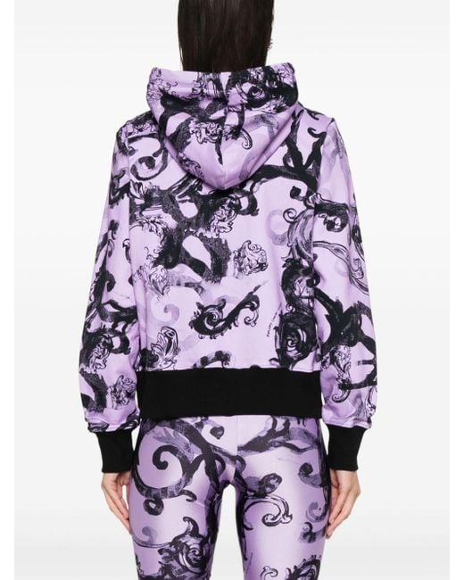 Versace Purple Baroccoflage-print Zip-up Hoodie