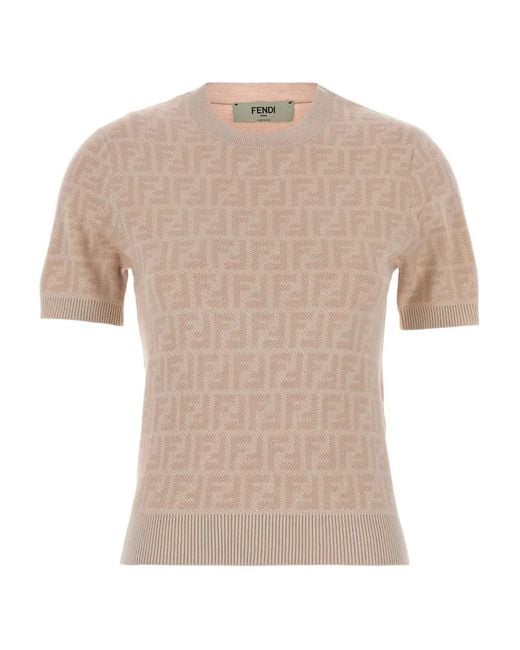 Fendi White Ff-Monogram Wool T-Shirt