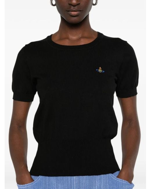 Vivienne Westwood Black Haut Bea À Broderies Orb À Manches Courtes