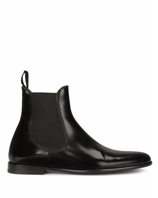 Dolce & Gabbana Black Chelsea Leather Boots for men