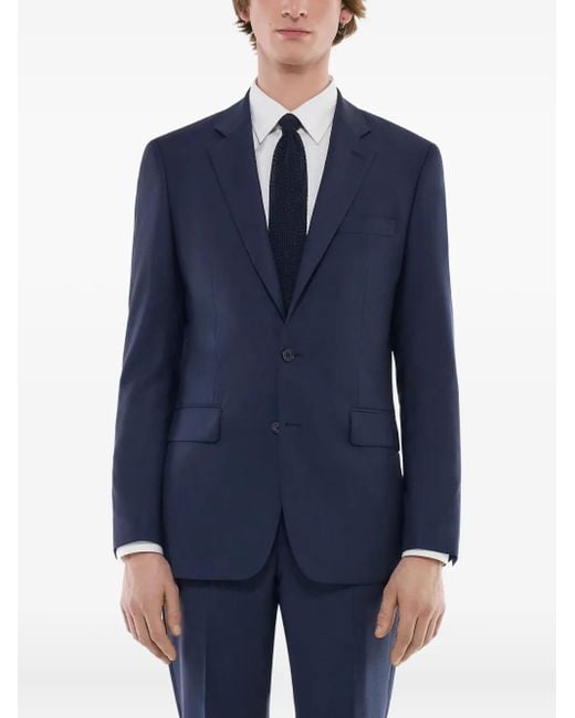 Fursac Blue Two-Button Wool Blazer for men
