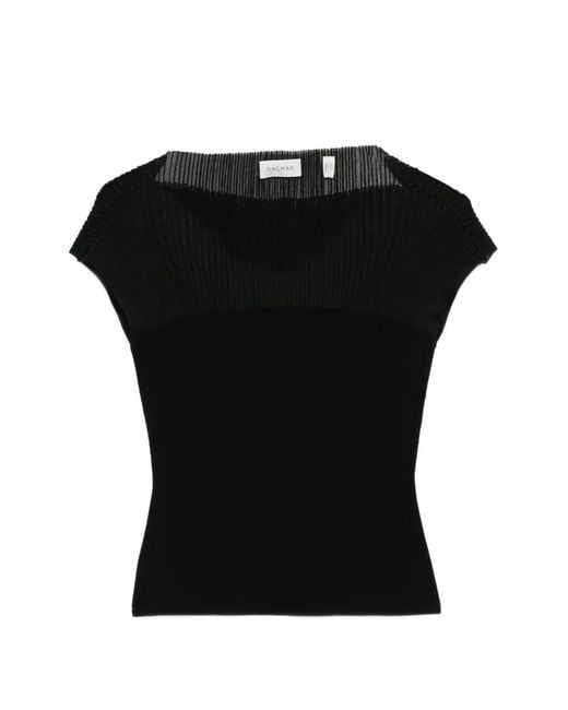 House of Dagmar Black Contrast Knitted Top