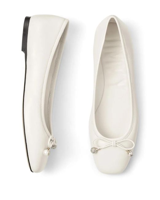Jimmy Choo White Elme Leather Ballerina Shoes - Women's - Lambskin/calfskin/rubber