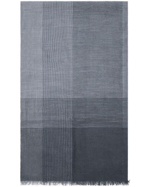 メンズ Brunello Cucinelli チェックパターン スカーフ Gray