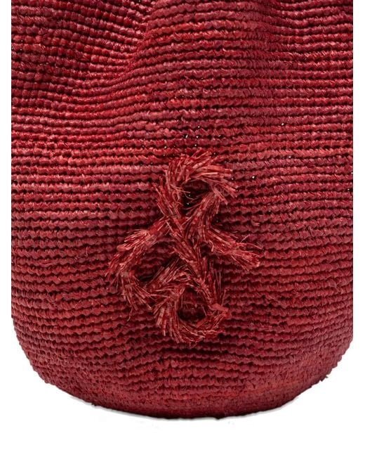 Ruslan Baginskiy Red Hatbag Raffia Bucket Bag