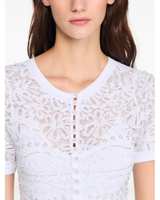Sandro White Beaded Knit Maxi Dress