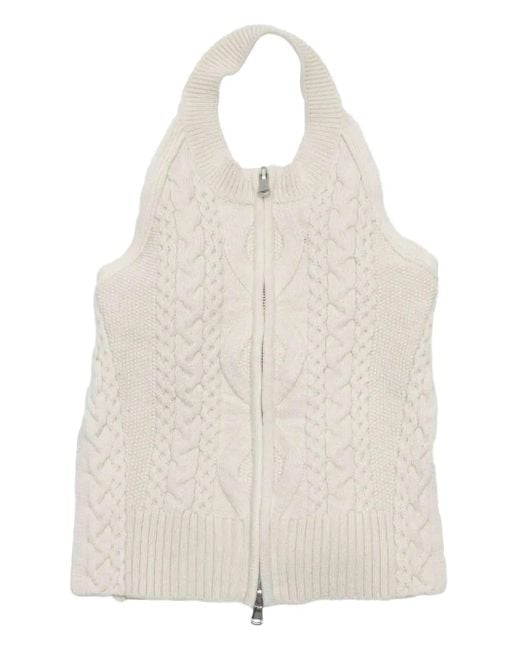 3.1 Phillip Lim Natural Cable-Knit Halterneck Top