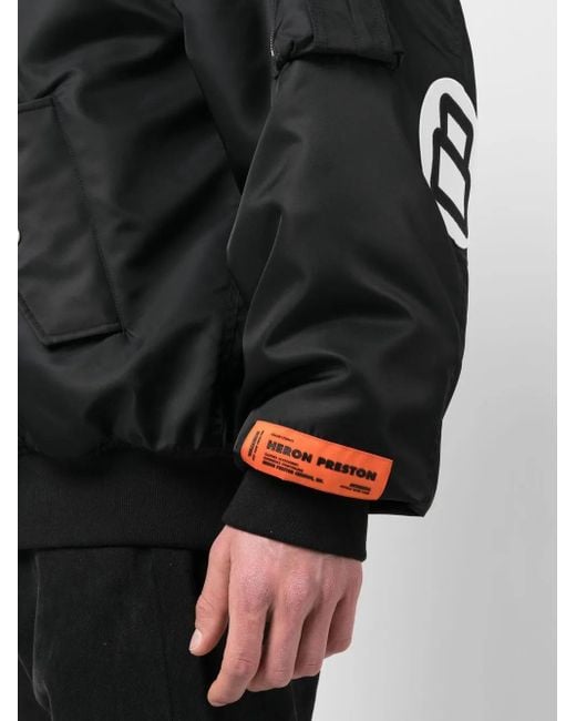 Heron Preston Black Padlock-patch Bomber Jacket for men