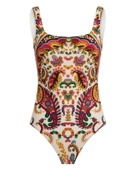 Etro Multicolored One-Piece Swimsuit With All-Over Floral Paisley Pattern