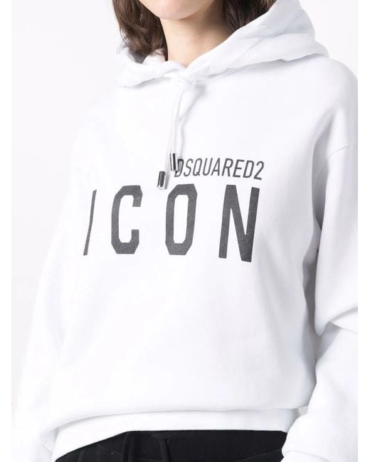 DSquared² White Icon Cotton Hoodie