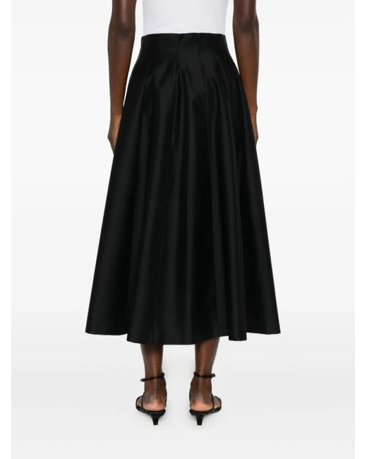Alberta Ferretti Black Flared Midi Skirt