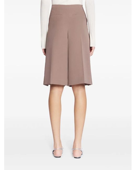 Lanvin Brown Pleated Culotte Shorts