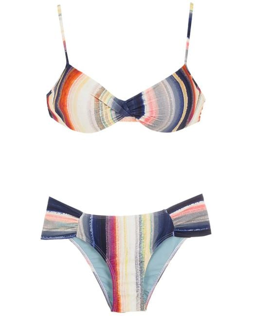 Lygia & Nanny White Vitória Stripe-Print Bikini Set