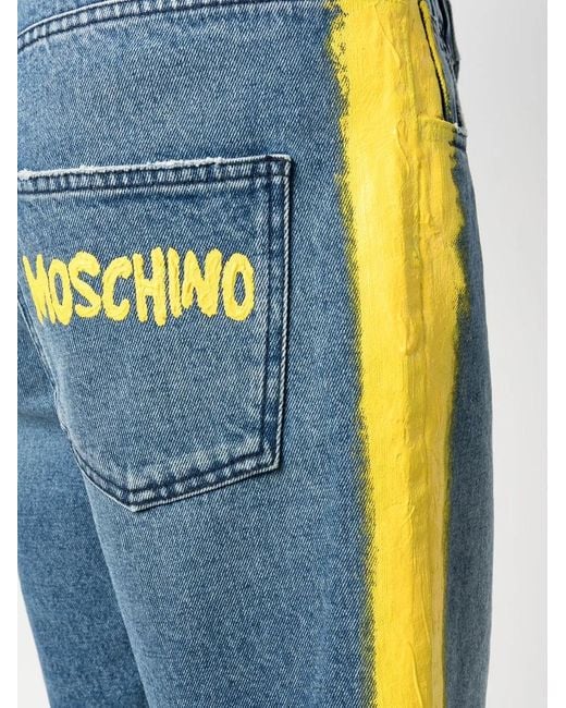 Moschino Blue Side-Stripe Denim Shorts for men