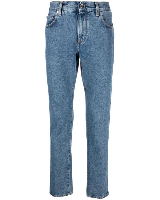 Off-White c/o Virgil Abloh Blue Diag-Print Skinny Jeans for men