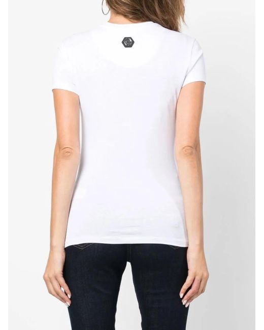 Philipp Plein White Graphic-Print Cotton T-Shirt