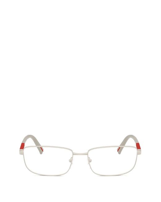 Prada Linea Rossa White Rectangle-Frame Glasses for men