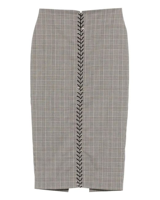 Ludovic de Saint Sernin Gray Check-Pattern Drawstring Skirt