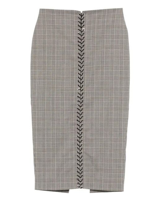 Ludovic de Saint Sernin Gray Check-Pattern Drawstring Skirt