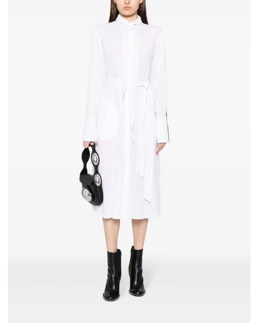 Peter Do White Belted-Waist Button-Down Dress