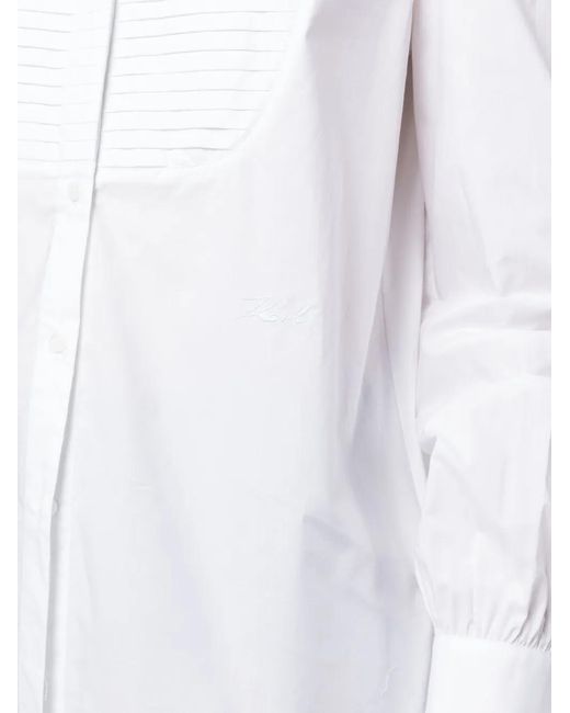 Karl Lagerfeld White Wide-Sleeves Necktie Shirt