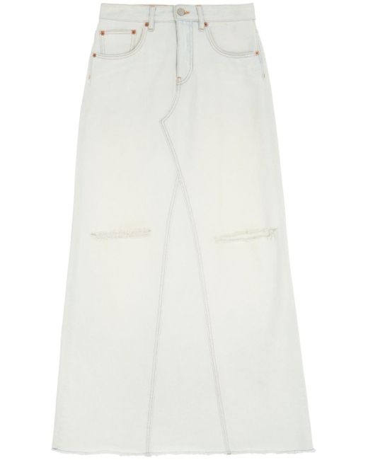 MM6 by Maison Martin Margiela White Denim Long Skirt