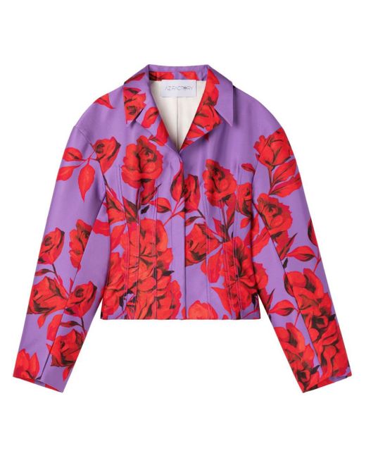 AZ FACTORY Red Cropped-Jacke mit Hibiscus-Print