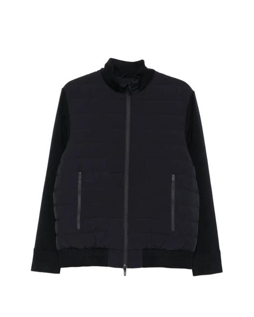 Emporio Armani Blue Quilted Panel-Sleeve Jacket for men