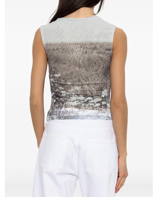 Samsøe & Samsøe Gray Saangel Landscape-Print Top