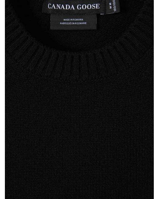 Canada Goose Black Logo-Patch Ribbed-Trim Sweater for men
