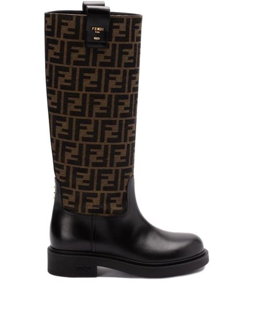 Fendi Black Knee-High Boots Filo